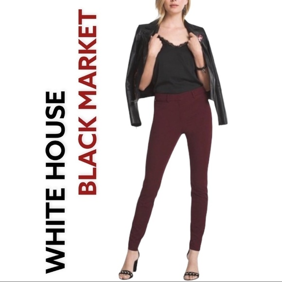 WHBM The Slim Ankle Pant Relaxed Fit Cabernet, Size 2 - Picture 8 of 13